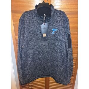 Antigua St. Louis Blues NHL Fortune Quarter Zip Pullover Black Heather Mens 3XL